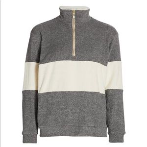 Donni Rugby Stripe Terry Half-Zip Pullover